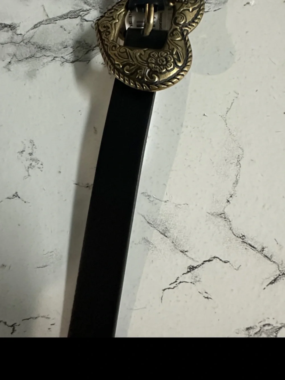Art Class Girls Western Heart Buckle Belt Black Gold Engraved Heart Youth Size M